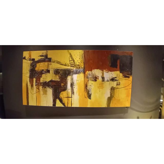 Painting orange, black and red