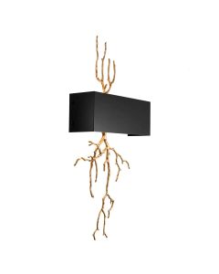 Wall Lamp Sorento Antique brass finish | black metal shade