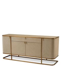 Dresser Napa Valley Woven washed oak veneer brushed brass finish