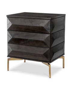 Nightstand Denver Mocha oak veneer | brushed brass finish legs