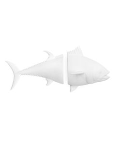 Sculpture wall decoration white ceramic tuna set of 2