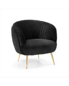 Armchair Kelly chromium plated gold metal with black velvet