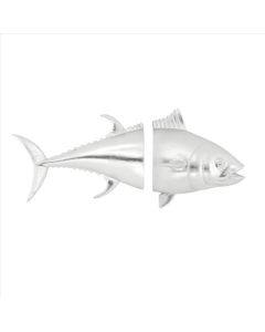 Sculpture wall decoration silver ceramic tuna set of 2