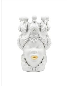 Vase moro lady big total white, gold lipstick