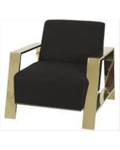 Armchair - "Milo" - Gold finish - black linen