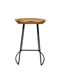 Bar stool teak wood with black iron structure high