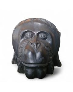 Gorilla - head - wood - black - handmade