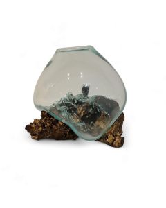 Vase Mouth blown glass on tree trunk - black - L