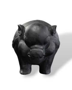 sculpture pig black in ceramic   L