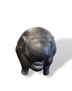 sculpture pig black in ceramic S