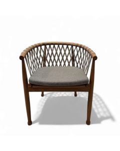Armchair teak wood brade a rope fabric with cushion set