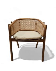 Armchair natural teak wood and rattan with cushion