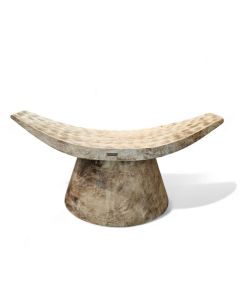 Bench wooden white wash with curved base and seat.