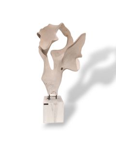 Sculpture white wood on white wood base