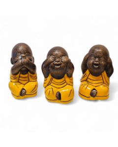 Sculpture shaolin set of three yellow (XS)