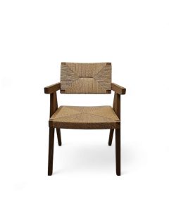 Dining Armchair teak wood natural and synthetic lum
