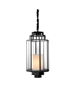 Pendant Lamp - Lantern Monticello - Metal/Glass/Resin - Black finish