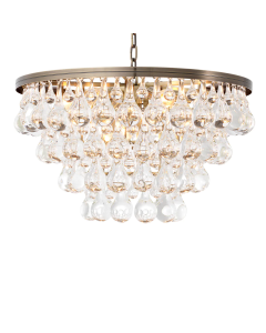 Pendant round chandelier with clear glass drops
