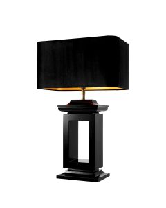 Table lamp black finish base with black velvet shade