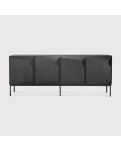 Stairs sideboard black varnished oak with 4 doors
