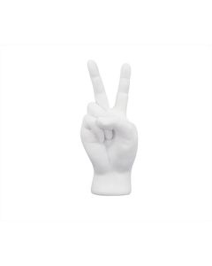 Sculpture hand white resin peace gesture