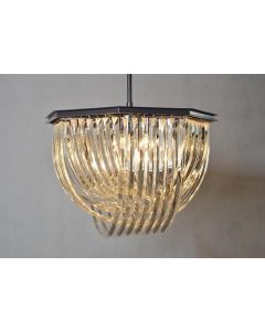 Pendant Lamp Cristal  black iron with 6 lights
