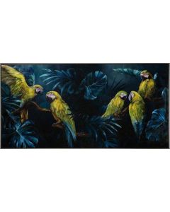 Painting parrots in blue jungle