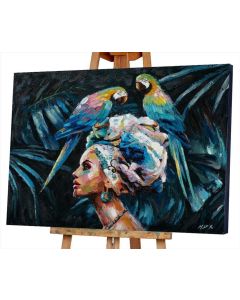 Painting beauty with 2 blue parrots
