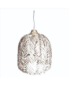 Pendant lamp white metal palm leaves L