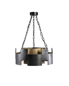 Pendant lamp black iron gold inside