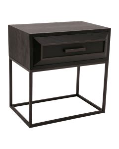 Bedside cabinet black wood iron frame