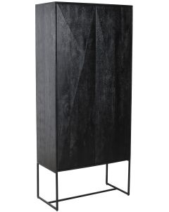Cabinet black mango wood with 2 wooden drawers