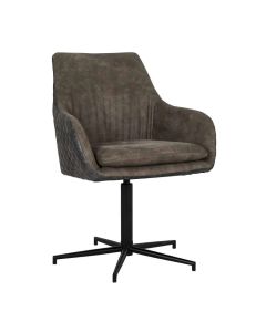 Chair with leather seat and black metal legs -Swivel