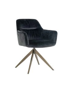 Chair swivel antraciet velvet fabric with brushed gold legs