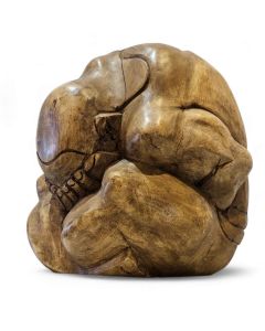 Sculpture of praying Buddha in teak wood - H30cm S