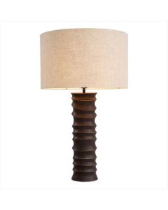 Table lamp bronze highlight finish linen shade